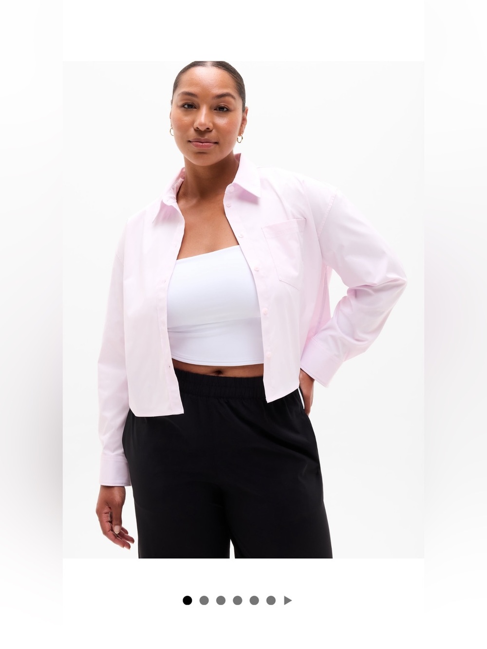 Athleta Coral Button-Down cropped mid day  Shirt